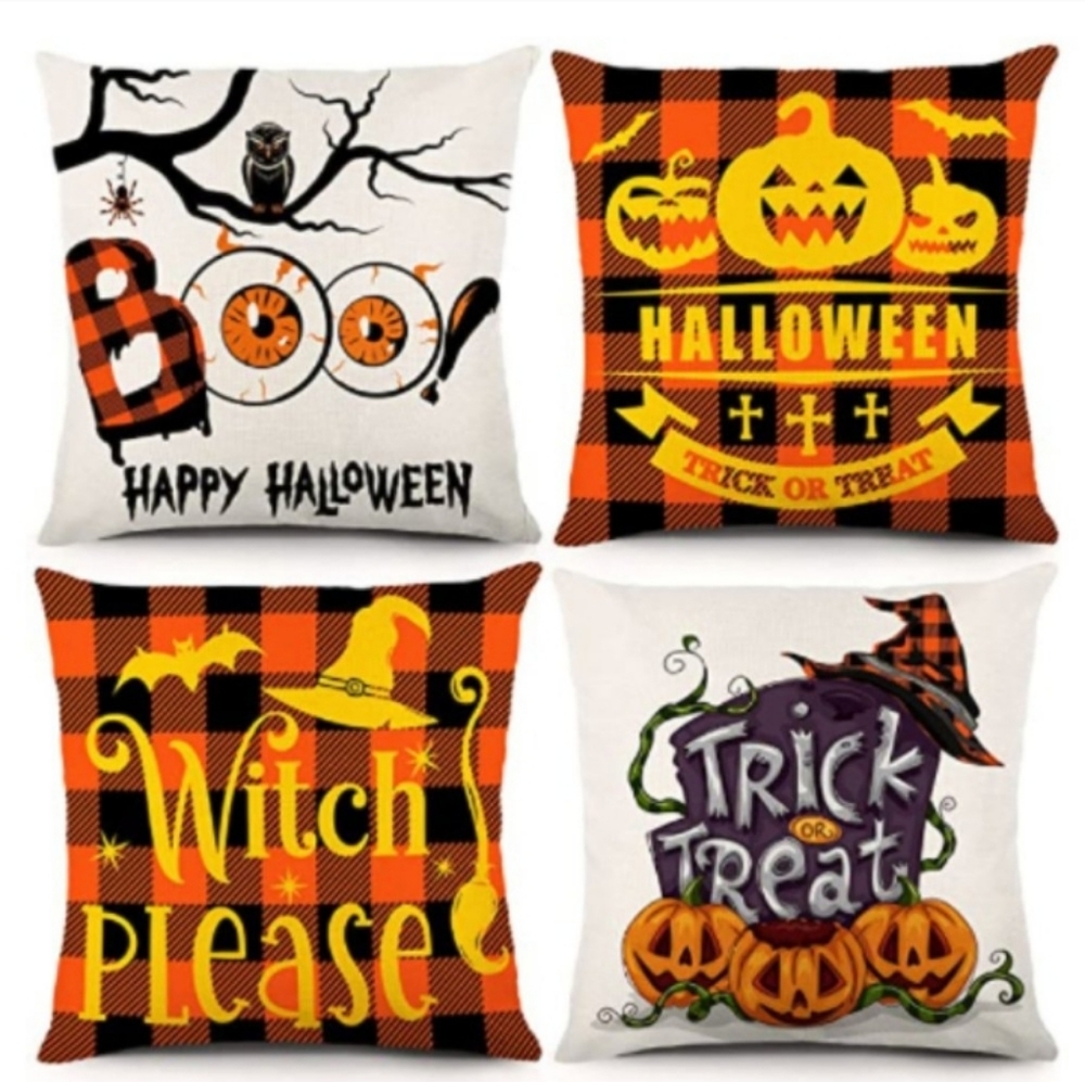 Halloween Spooky Cute Throw Pillows Set of 4 NWT